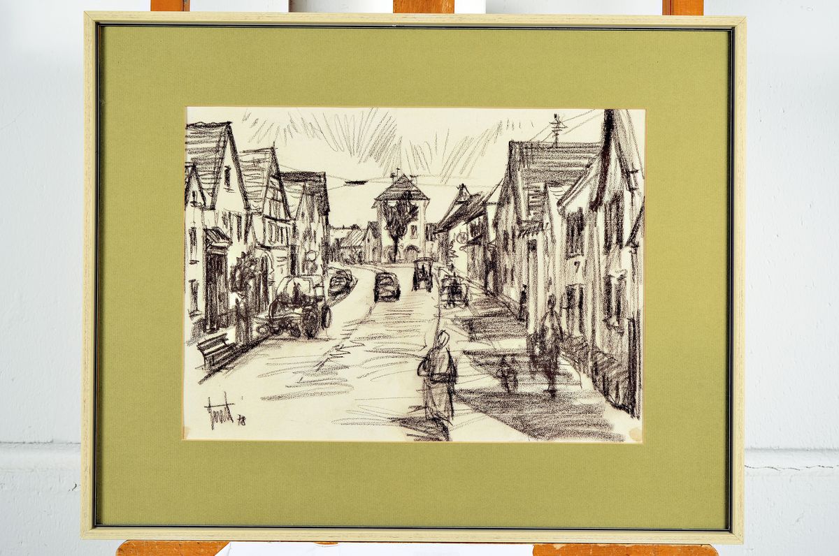 Detail k: Günther Zeuner, 1923 Dresden - 2011 Speyer, Aquarell, Kühe auf der Weide, signiert, ca. 34 x 45.5 cm, b. zwei Ansichten von Böhl Iggelheim, ...