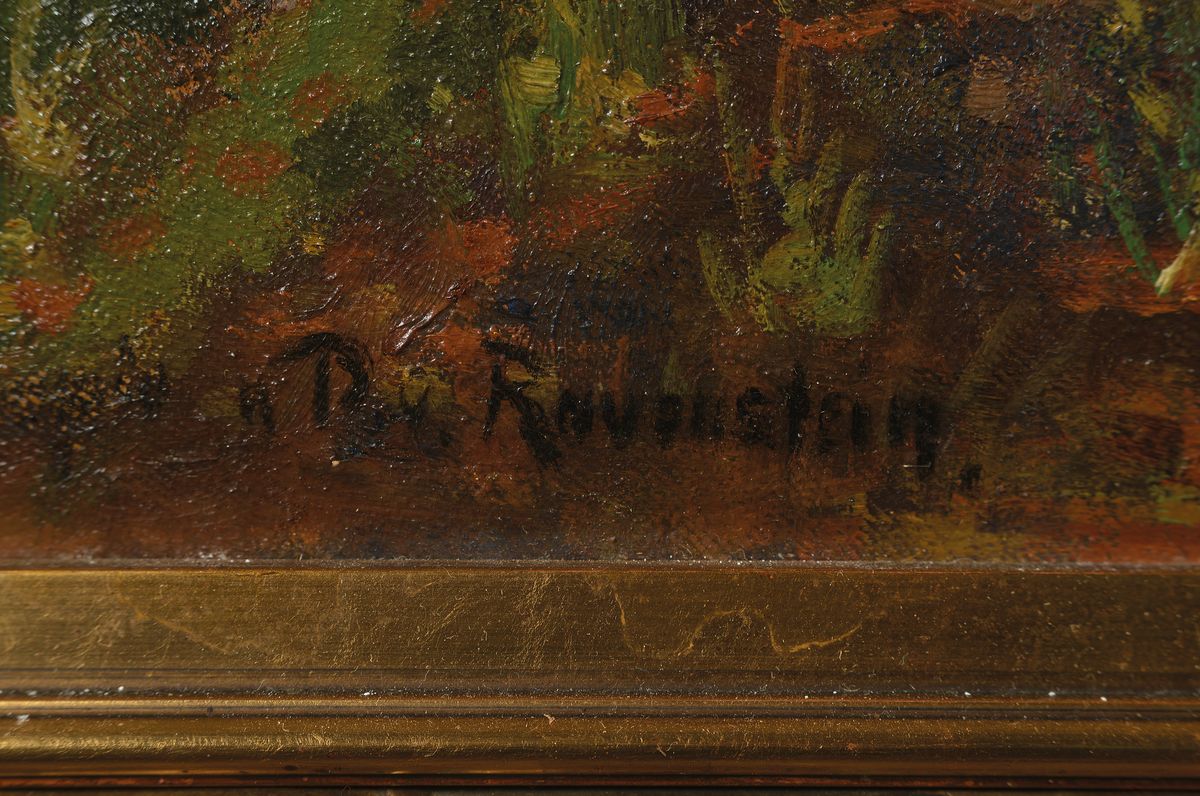 Detail a: Kopie nach Paul von Ravenstein, 1854-1938, Holzfäller im Durlacher Wald, Öl/Lwd, links unten signiert: cop.n. P. v. Ravenstein, ca. 85x118cm, ca. ...