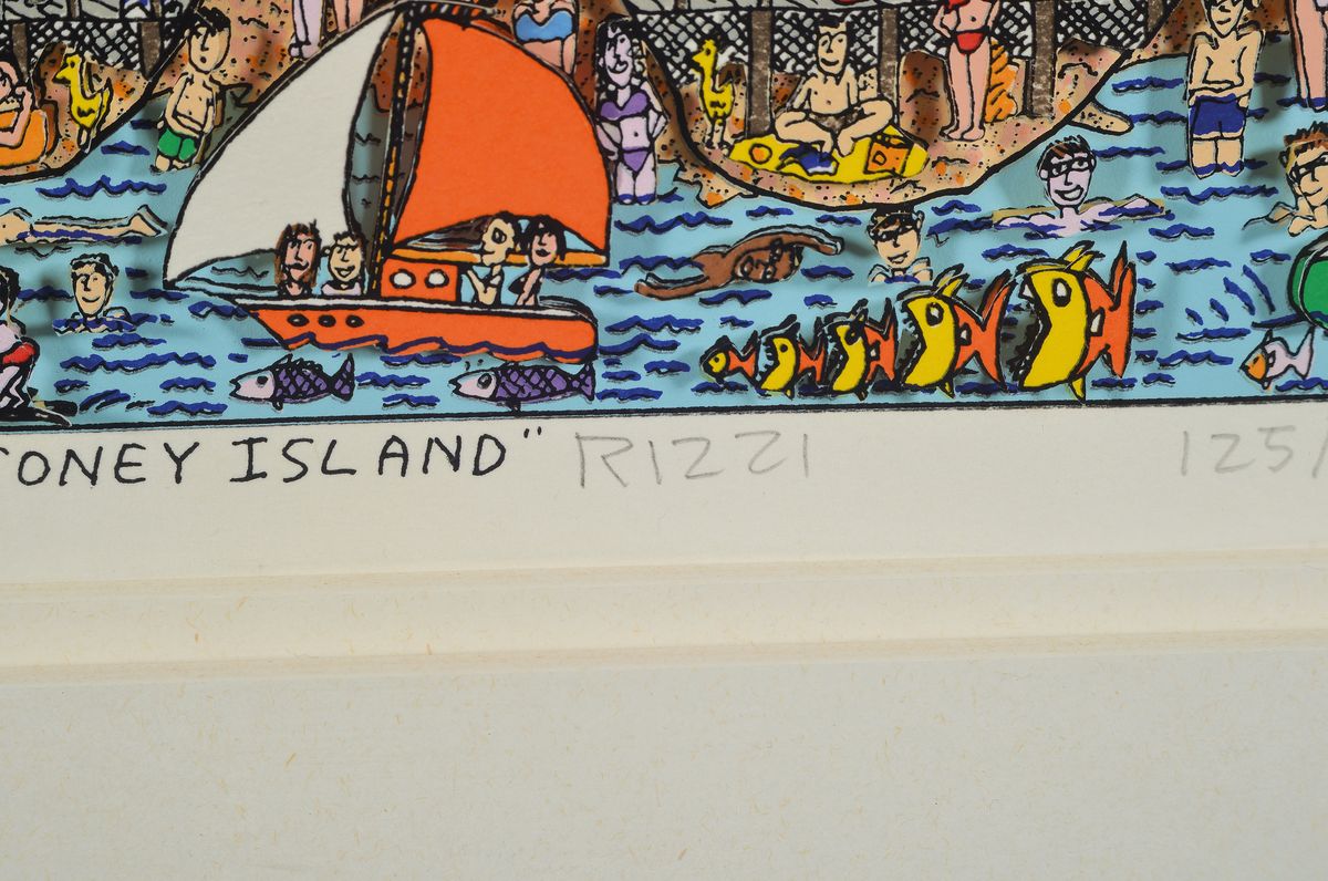 Detail a: James Rizzi, 1950-2011 New York, The Big Apple is big on Coney Island, dreidimensionale Farblithographie von 1999, handsigniert und num. 125/350, ca. ...