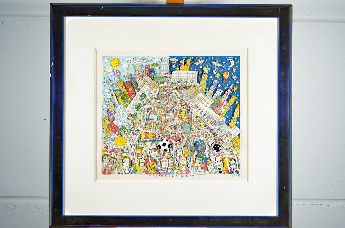 Detail k: James Rizzi, 1950-2011 New York, Summer in the City, dreidimensionale Farblithographie von 1996, handsigniert und num. 29/225, ca. 34x39cm, PP, ...