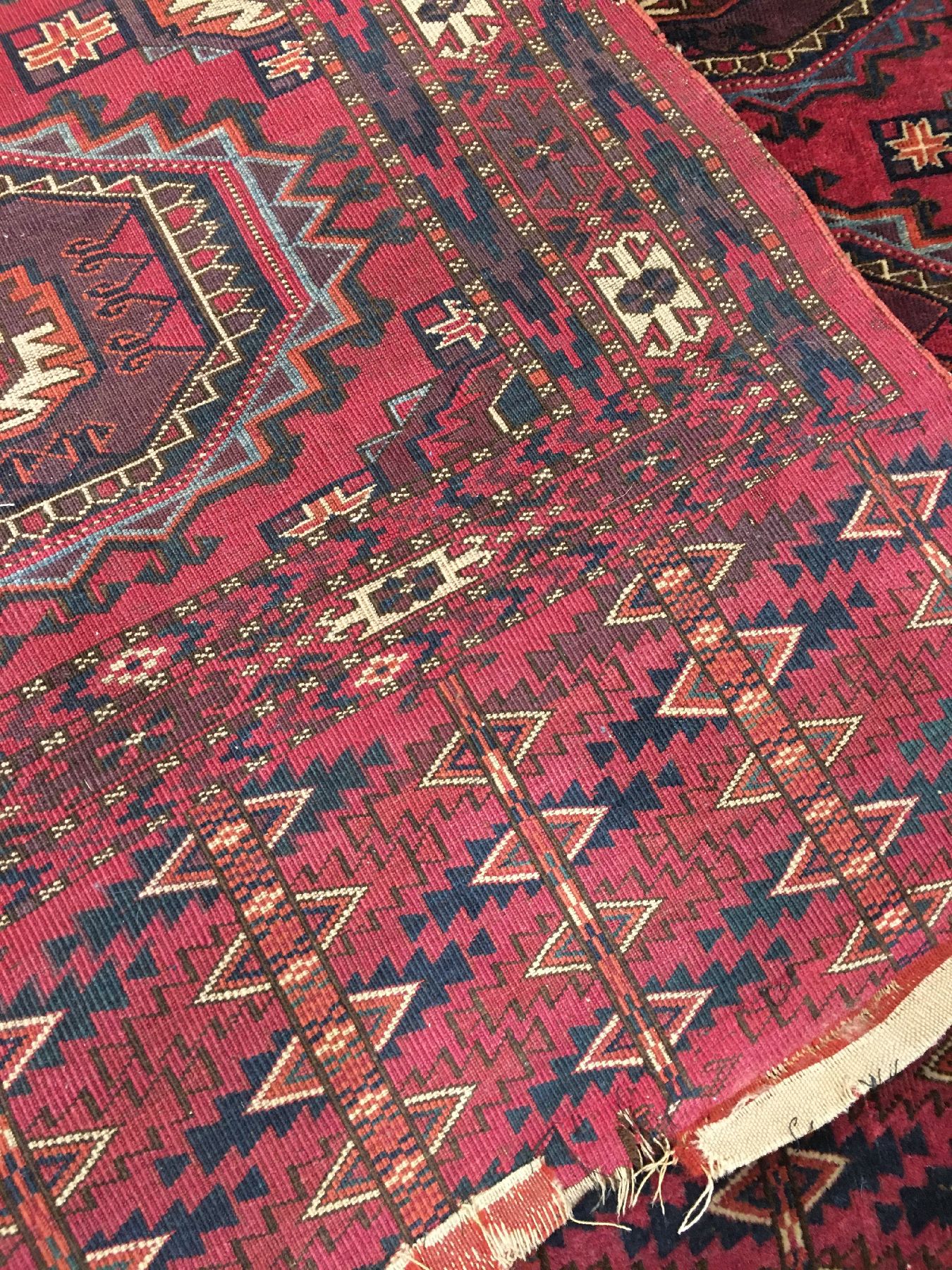 Detail h: Sehr feiner Tekke "Tschowal" antik, Turkmenistan, Mitte 19.Jhd., Flaumwolle geknüpft auf Wolle. Einzigartige Tschowal der Tekke Turkmenen ...