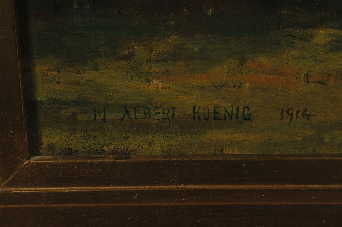 Detail a: Marie Albert König, 1866-1927, Weite Landschaft mit Bachlauf, nach einem Gewitter, Öl/Lwd, links unten signiert, ca. 73x106cm, R.