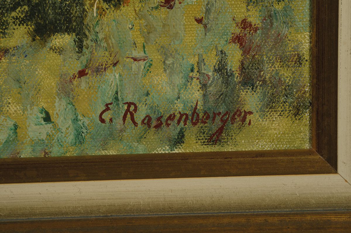 Detail a: E. Rasenberger, Maler der Düsseldorfer Schule, 1. Hälfte 20. Jh., Weidende Kühe am Flussufer, Öl/Lwd, rechts unten signiert, ca. 50x60cm, R. ca. ...