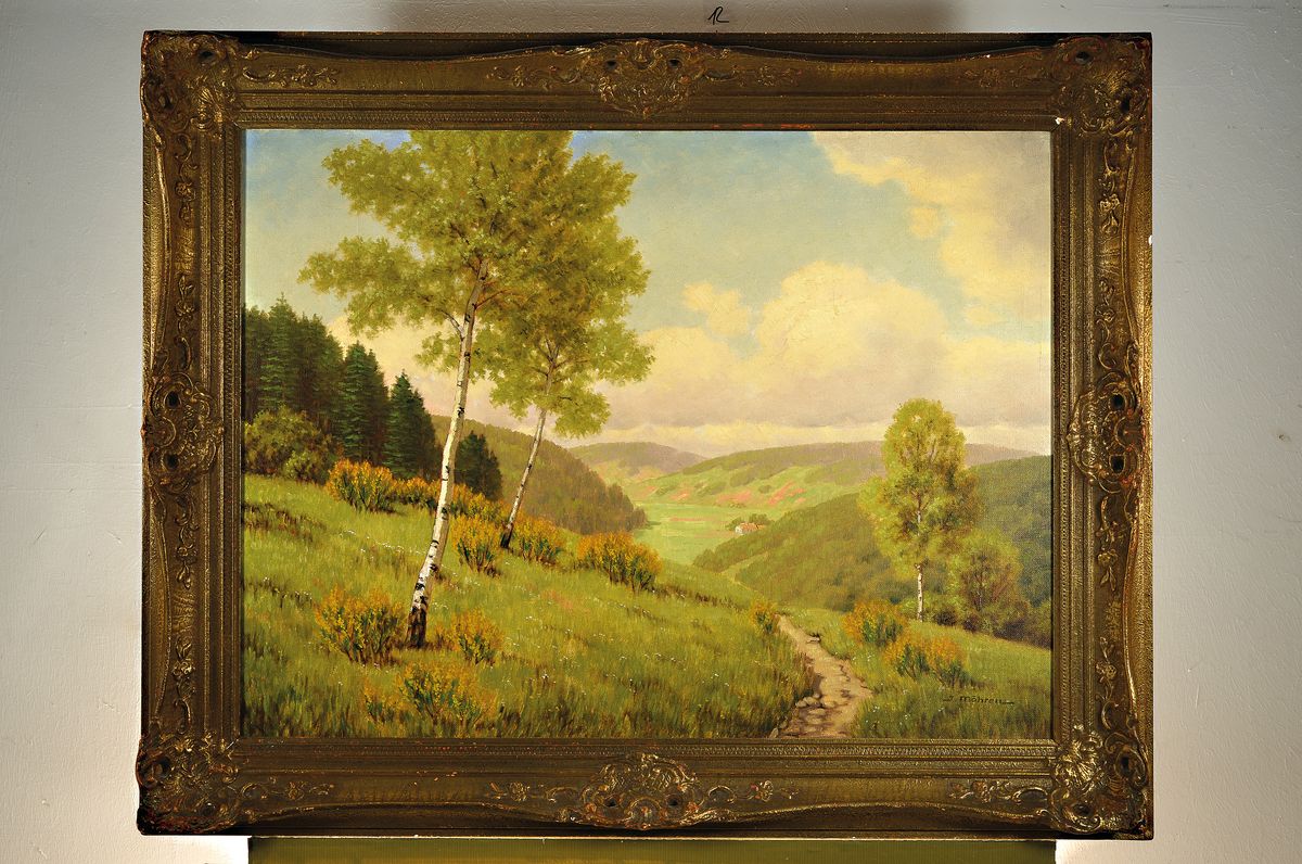 Detail k: Jean Möhren, 1876 Elberfeld-1958, Schüler von Anton Janke, Eifellandschaft, Öl/Lwd, signiert, ca. 60 x 80 cm, Rahmen: 80 x 98 cm
