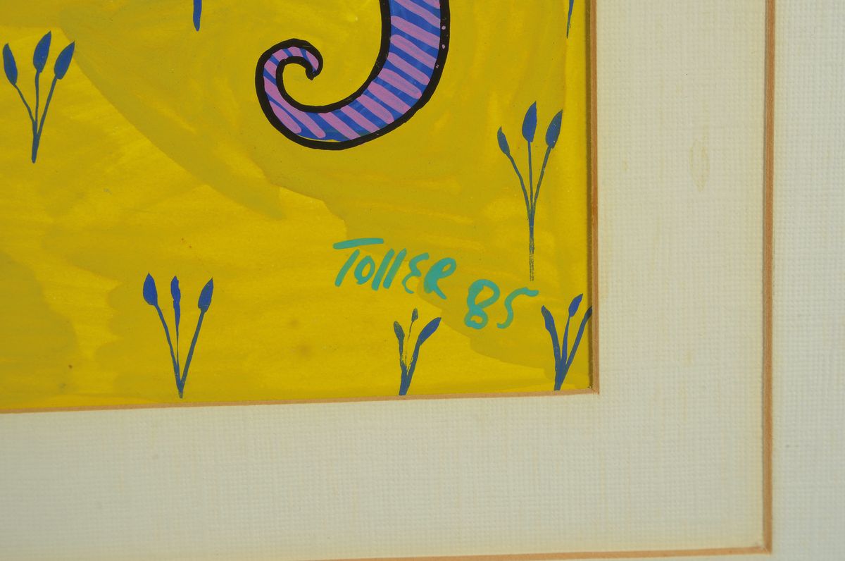 Detail a: Toller Cranston, 1949-2015, kanadischer Eiskunstläufer und Künstler, Geisha mit Gefäß, Gouache auf Papier, re.u. signiert und dat. 85, ca. 47 x ...