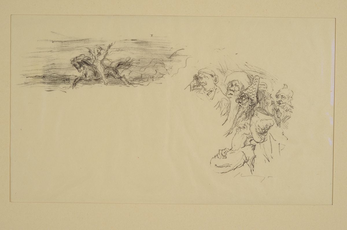 Detail m: Max Slevogt, 1868-1932, 4 Grafiken: 4 Lithographien auf sehr dünnem Papier, alle handsigniert, eines knitterfaltig, Blattgr. je ca. 47x36cm, ...