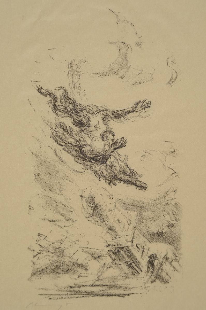 Detail a: Max Slevogt, 1868-1932, 4 Lithographien auf sehr dünnem Papier, alle handsigniert, min. knittrig, Blattgr. ca. 50x36cm, eine u.Gl., R.