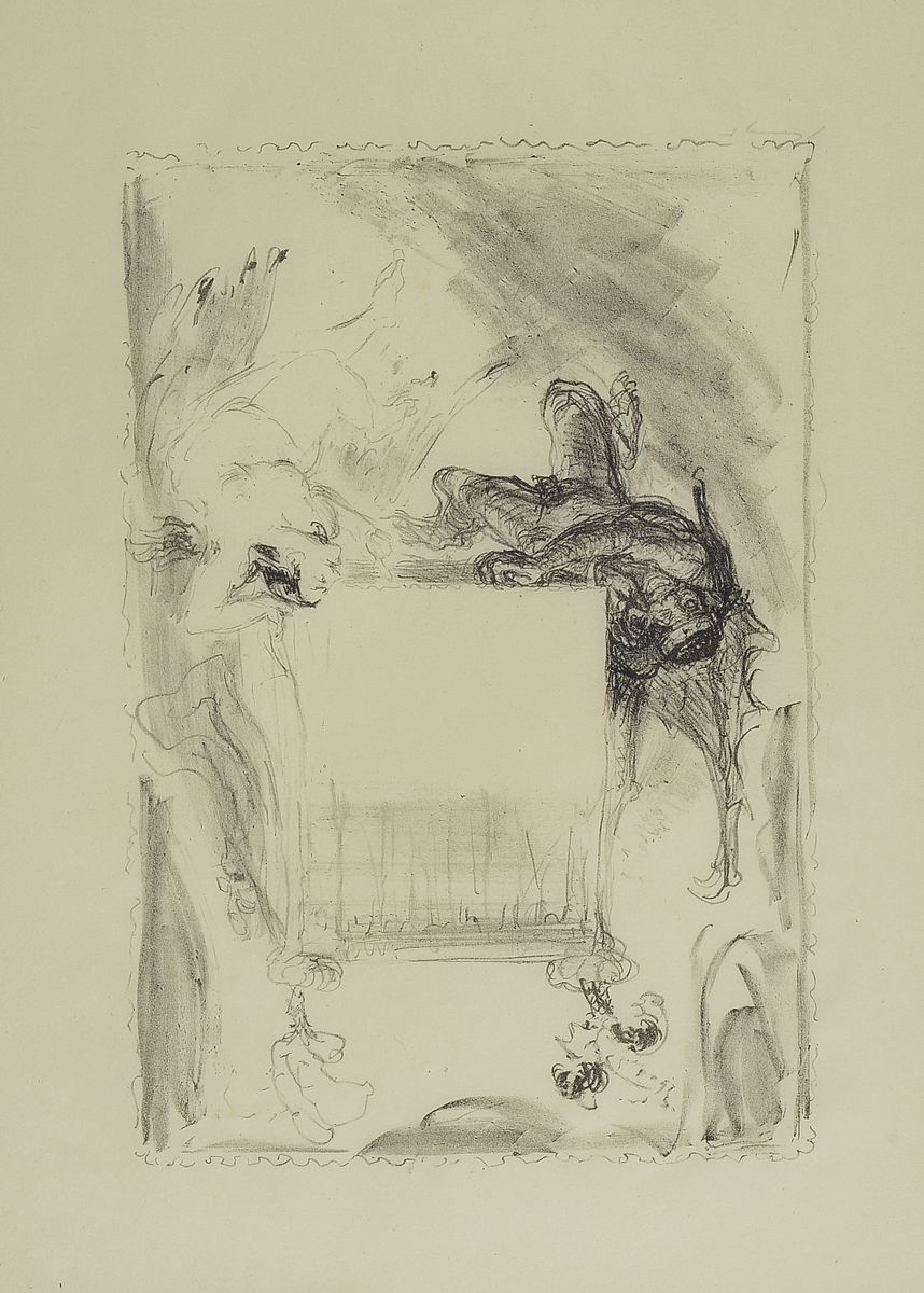 Max Slevogt, 1868-1932, 4 Grafiken: 2 Lithographien auf dünnem Papier, davon eine u.Gl., R., 2 Radierungen mit schreitendem bzw. liegendem Tiger, ...