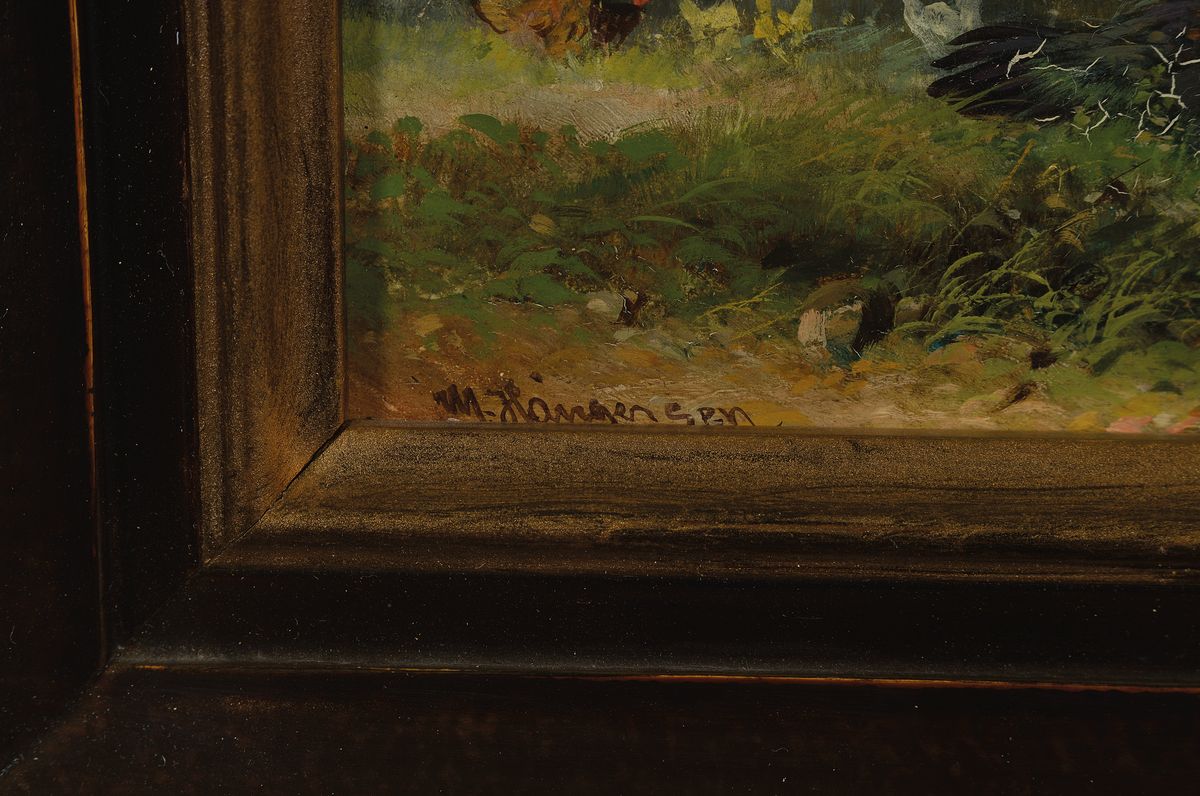 Detail a: Zuschreibung: Thomas Wyck, Haarlem 1616-1677, Küstenlandschaft, Fischer beim Entladen ihres Bootes, Öl/Holz, auf dem Fass monogrammiert TW, ca. ...