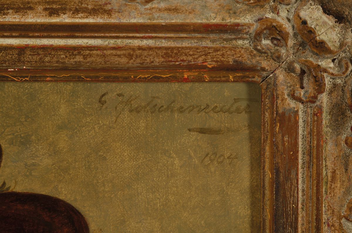 Detail b: G. Hugo Kotschenreiter, 1854 Hof-1908 München, 2 Pendants: Bauernporträts, Öl/Lwd, beide rechts oben signiert, eines mit kleineren ...