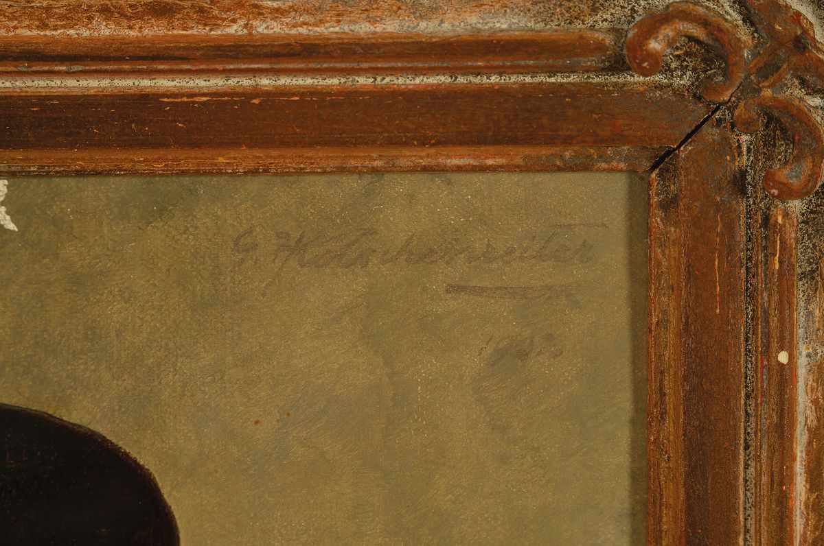 Detail c: G. Hugo Kotschenreiter, 1854 Hof-1908 München, 2 Pendants: Bauernporträts, Öl/Lwd, beide rechts oben signiert, eines mit kleineren ...