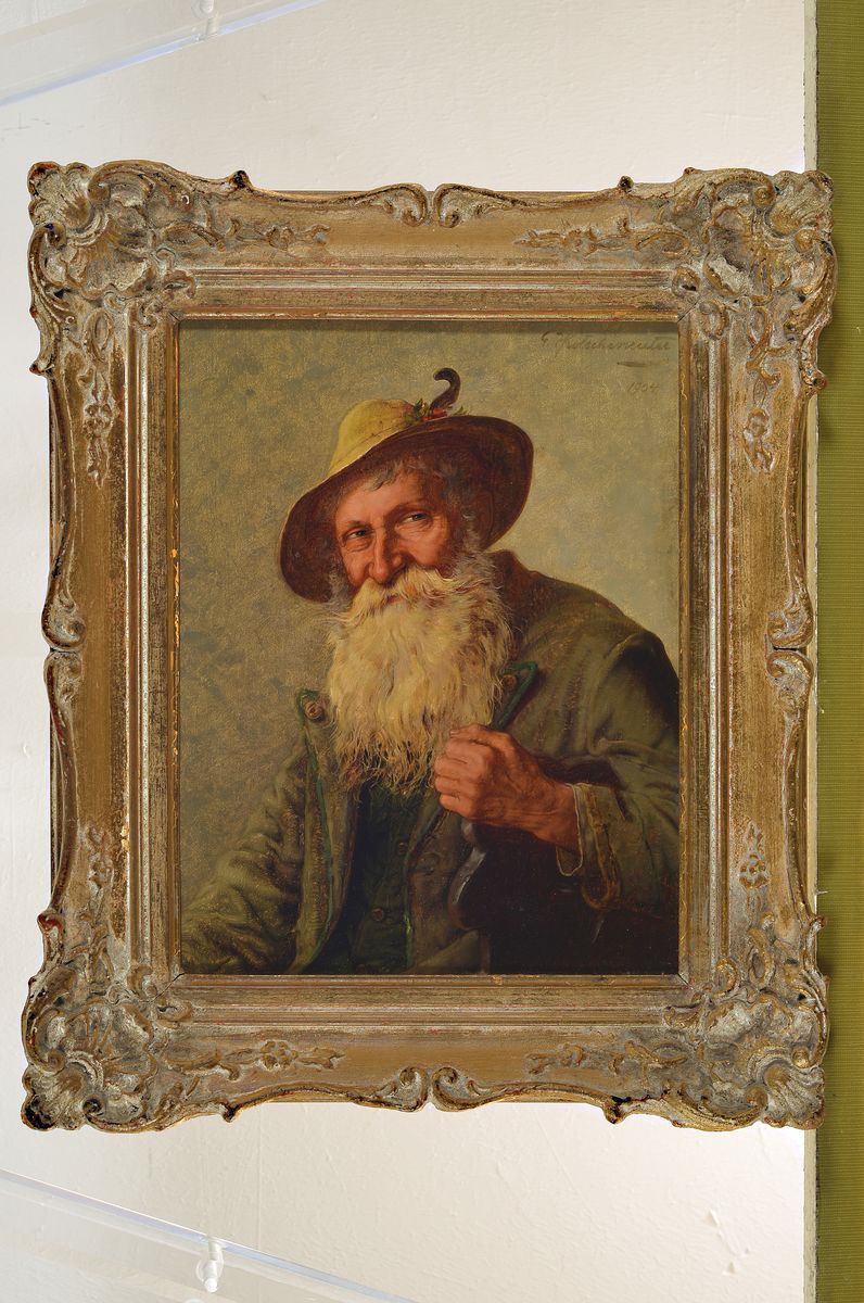 Detail k: G. Hugo Kotschenreiter, 1854 Hof-1908 München, 2 Pendants: Bauernporträts, Öl/Lwd, beide rechts oben signiert, eines mit kleineren ...