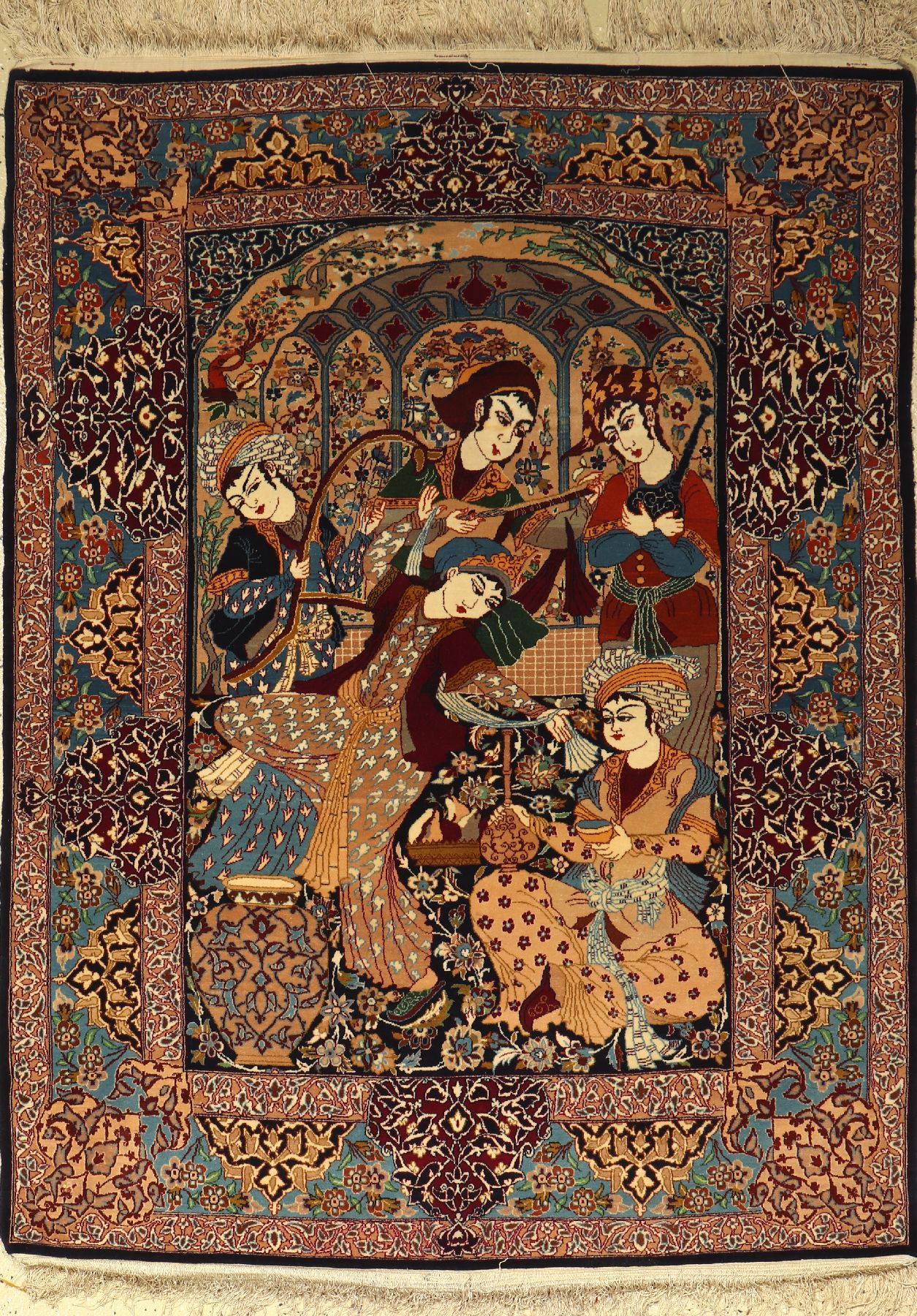 Esfahan fein, Persien, ca. 40 Jahre, Korkwolle mit Seide, ca. 147 x 112 cm, EHZ: 2