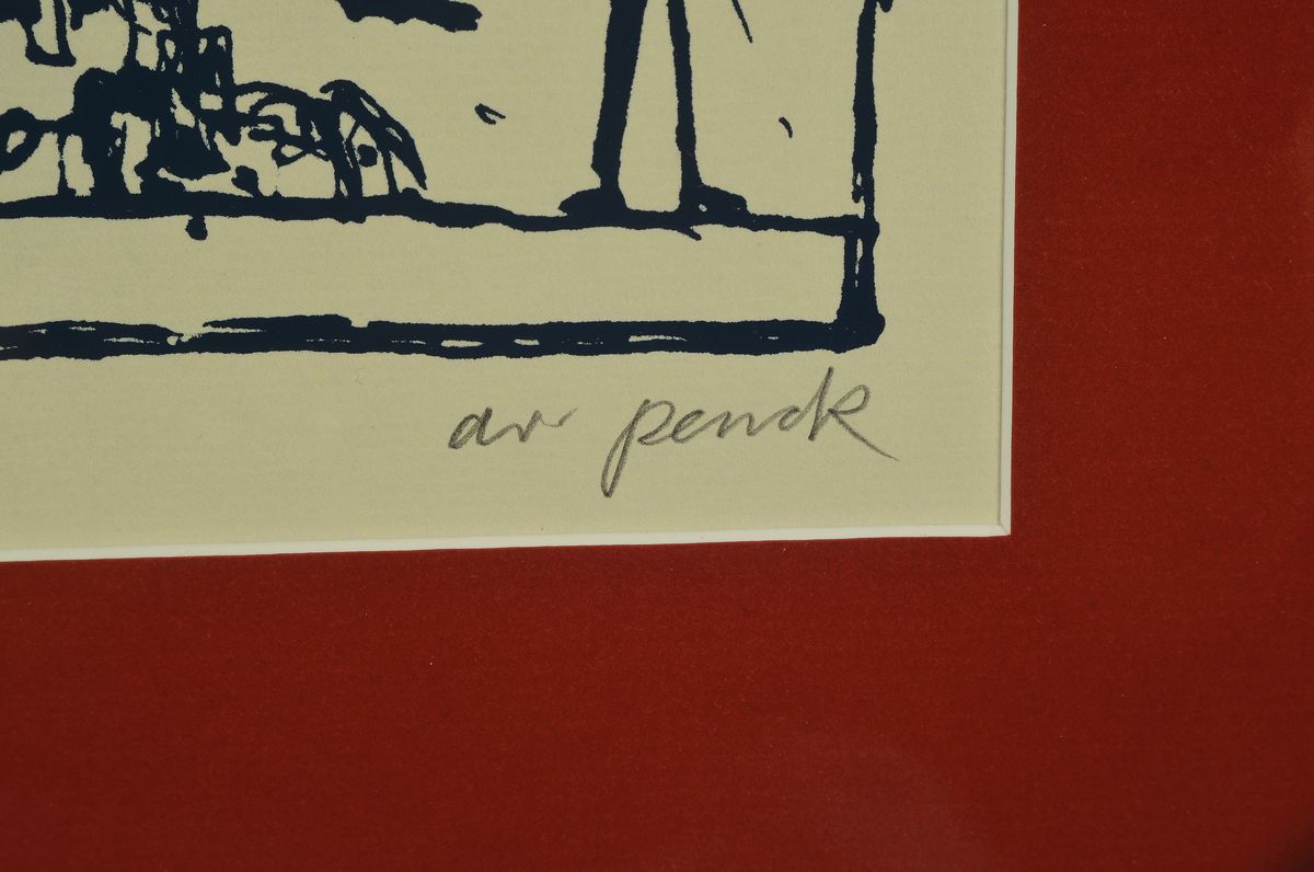 Detail a: A.R. Penck, 1939-2017,, Farbserigrafie, aus der Mappe Skizzen von 1968. Überarbeitet" 1979, 99er Auflage, handsigniert, num. e.a., Edition ...