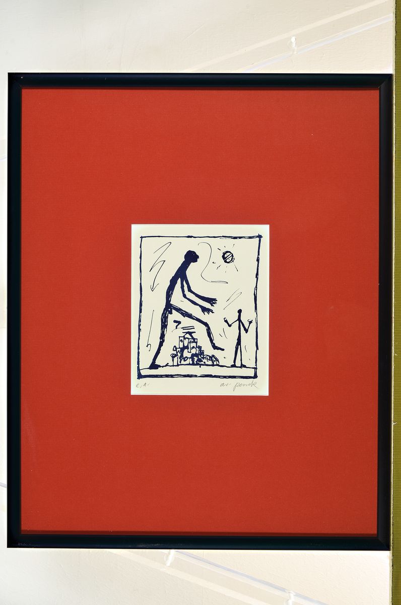 Detail k: A.R. Penck, 1939-2017,, Farbserigrafie, aus der Mappe Skizzen von 1968. Überarbeitet" 1979, 99er Auflage, handsigniert, num. e.a., Edition ...