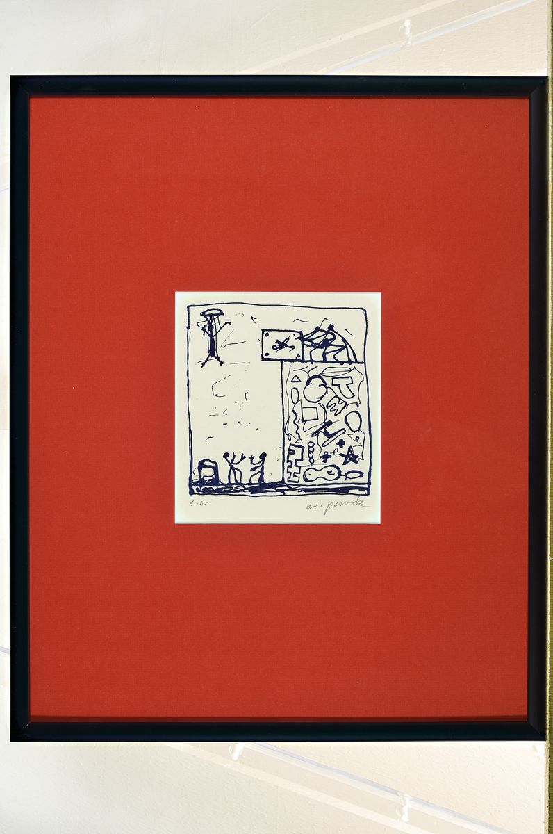 Detail k: A.R. Penck, 1939-2017,, Farbserigrafie, aus der Mappe Skizzen von 1968. Überarbeitet" 1979, 99er Auflage, handsigniert, num. e.a., Edition ...