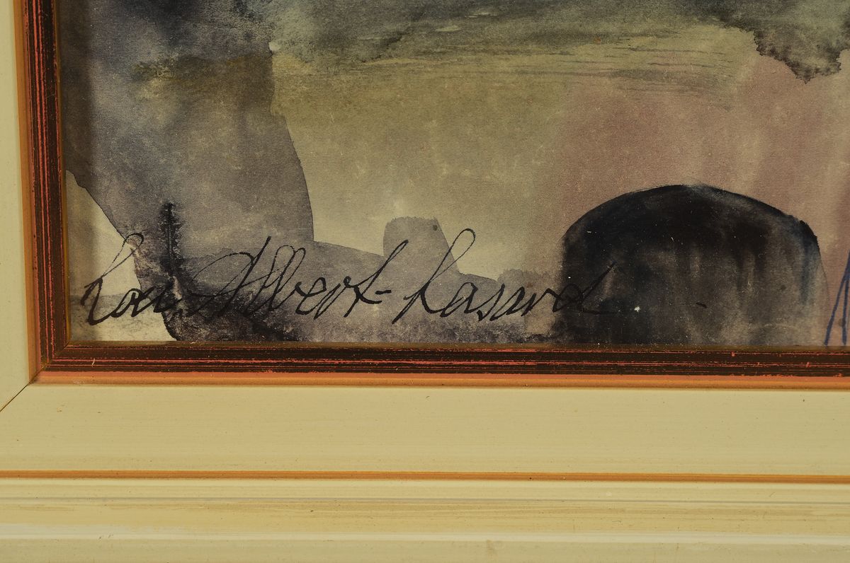 Detail a: Loulou Albert-Lasard, 1885 Metz - 1969 Paris, Tormina bezeichnet, und dat. 1936 rückseitig, Aquarell, südliche Landschaft am Gebirge, ca, 42 x 52 ...