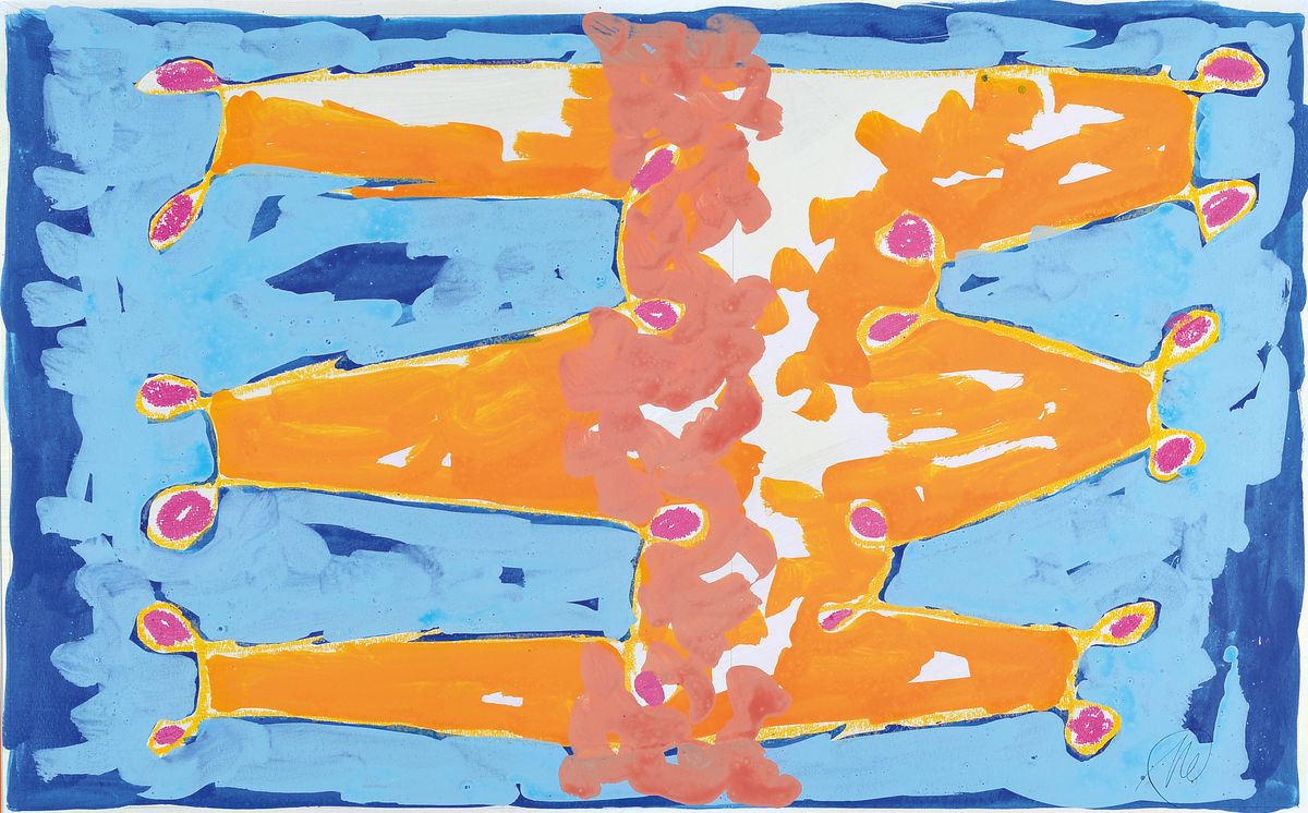 Markus Lüpertz, geb. 1941, Gouache auf Karton, handsigniert, aus dem Jahre 1992, Blattmaß ca. 61 x 91 cm, unter Glas, Rahmen 84 x 113 cm
