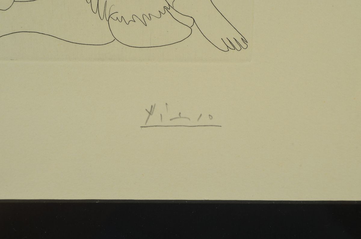 Detail a: Pablo Picasso, 1881 - 1973, Faune et Bacchante, avec Combat de Faunes, (aus der Suite 347 "Dans l'Atelier")Aquatinta und ...