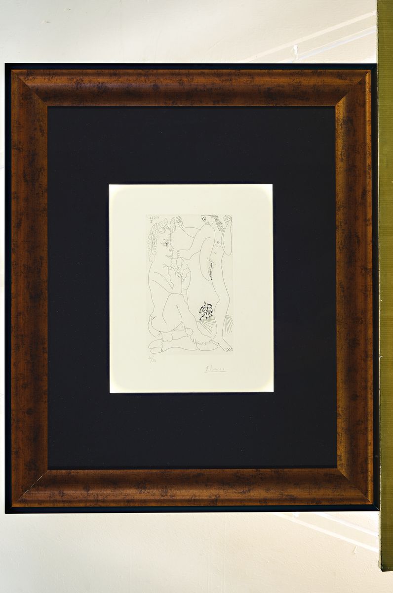 Detail k: Pablo Picasso, 1881 - 1973, Faune et Bacchante, avec Combat de Faunes, (aus der Suite 347 "Dans l'Atelier")Aquatinta und ...