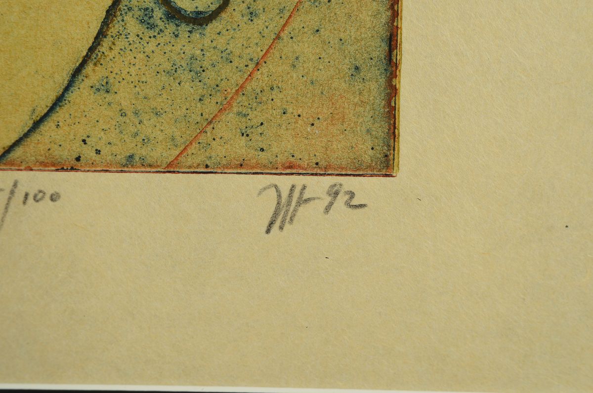 Detail a: Horst Janssen, 1929 - 1995, Farbaquatintaradierung auf Japanpapier, handsigniert, 75/100, Blattmaß 44.5 x 65 cm, dat. 1992, 66.5 x 96.5 cm unter ...