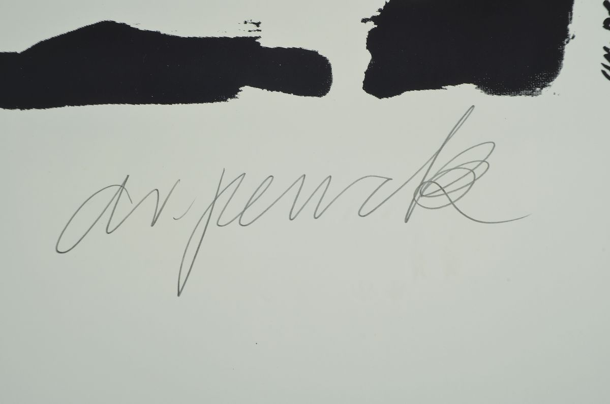 Detail a: A.R. Penck, geb. 1939 in Dresden - 2017, "Flagge zeigen", Farbserigraphie, 1995, nur 35 handsignierte Blätter, ca. 84 x 59.5 cmunter Glas, ...