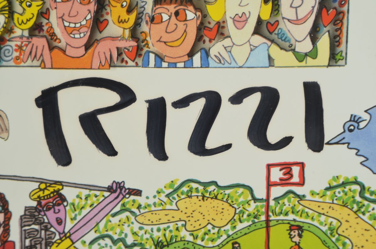 Detail a: James Rizzi, 1950- 2011, "Manhatten Golf Classic", Offset auf Hochglanzpapier, handsigniert, zum ersten jährlich stafflindenen Golf ...