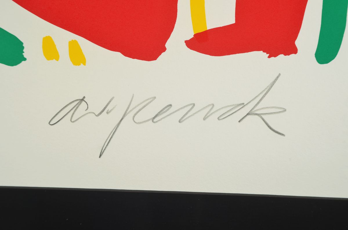 Detail a: A.R. Penck, 1939-2017, Serigrafie auf dickem Karton, "Europa", kleine Auflage, nur 35 handsignierte Ex. num. 21/35, aus 1995, 84 x 59.5 cm, ...