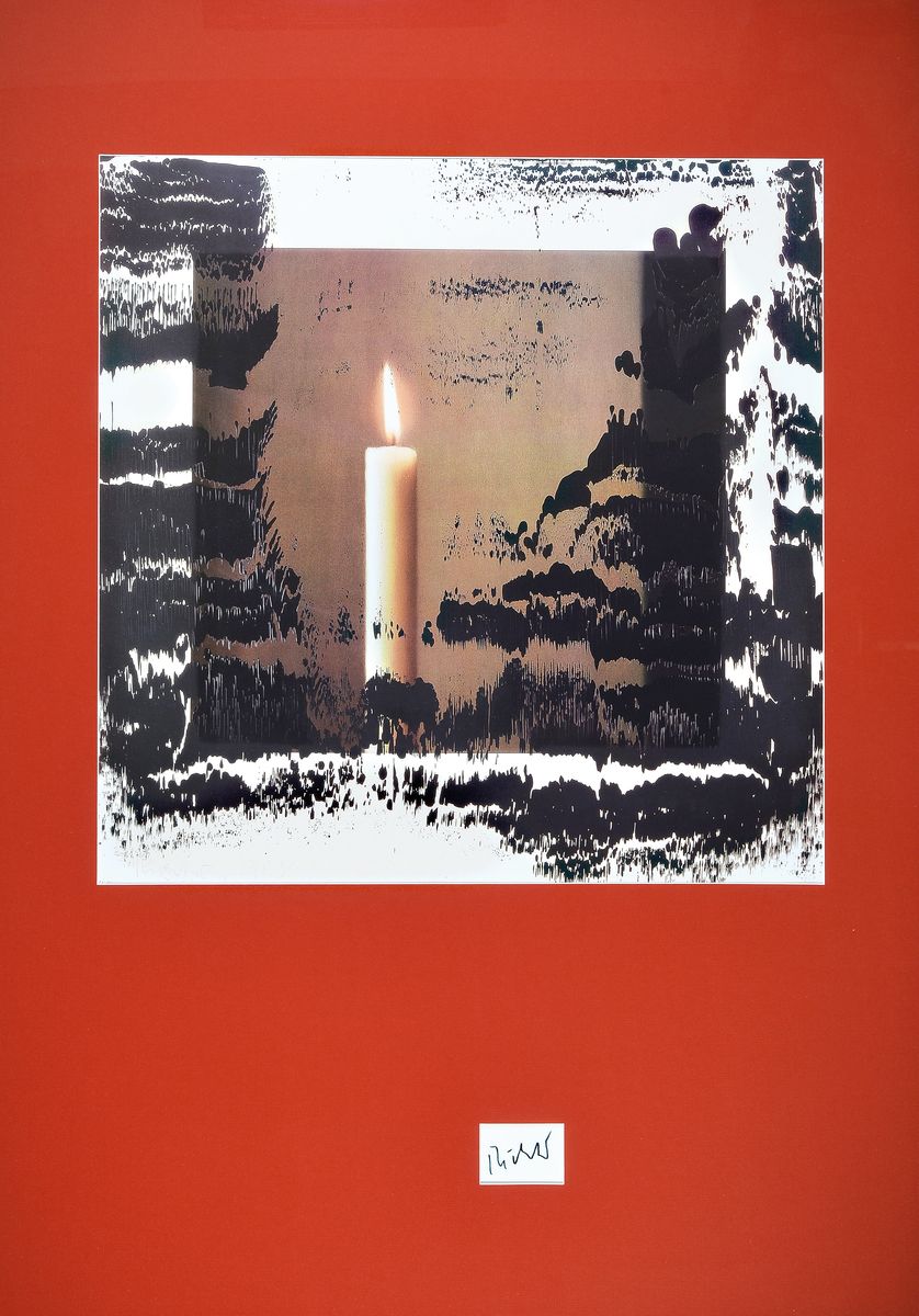 Gerhard Richter, geb. 1932, "Kerze II", Farboffset-Lithographie auf Papier,handsigniert, Blattgr. 84 x 59.5 cm, unter Glas, Rahmen, 107 x ...