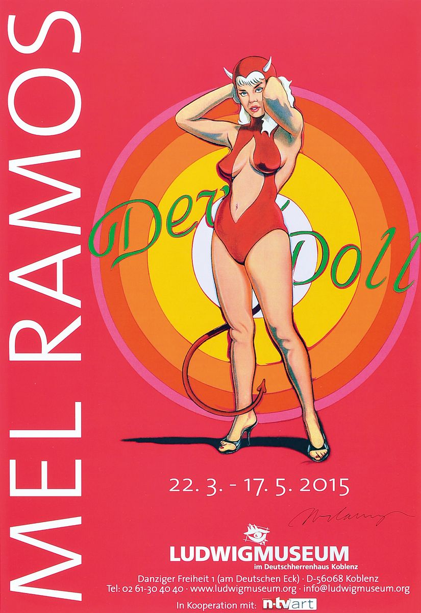 Mel Ramos, geb. 1935, Offsetlitho, nur wenige handsignierte Exemplare, "Devil Doll", aus 2010, 57 x 46 cm, 77 x 57 cm