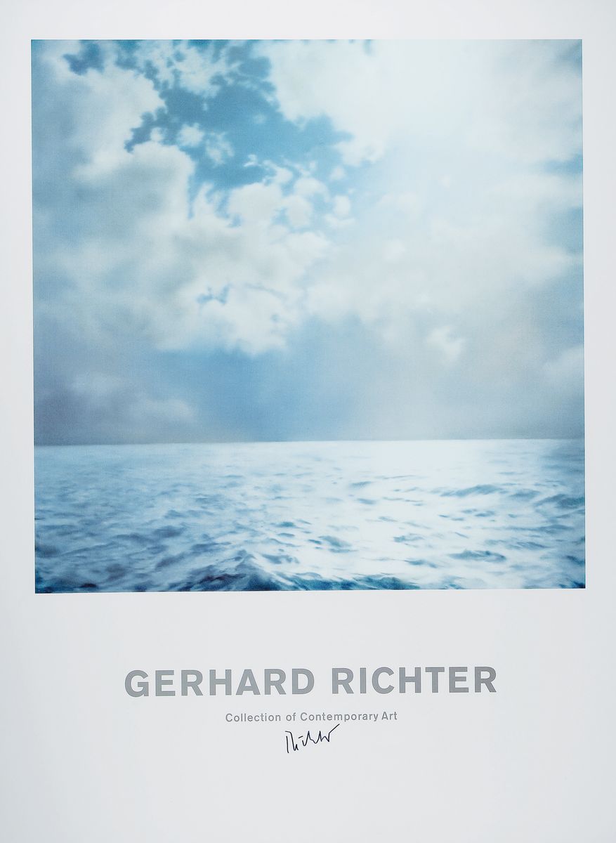 Gerhard Richter, geb.1932, "Seascape"/ Seestück handsigniert, Farboffset auf Karton, handsigniert, 90 x 70 cm, aus 1991, Rahmen 104 x 73 ...