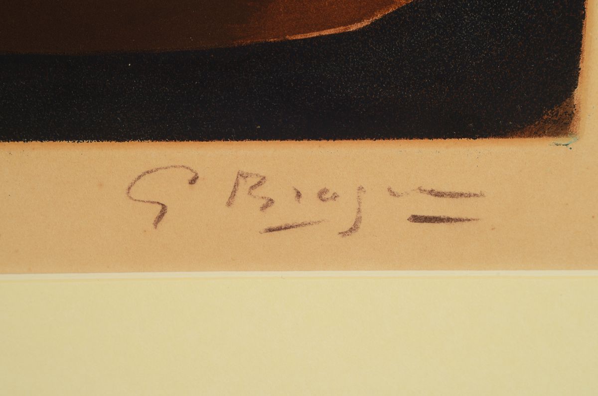 Detail a: Georges Braque, 1882-1963, Titel: Theiere et raisins, Farbaquatintaradierung, re. u. handsign., num. 102/200, WVZ Maeght 1022, unter Glas gerahmt, ...