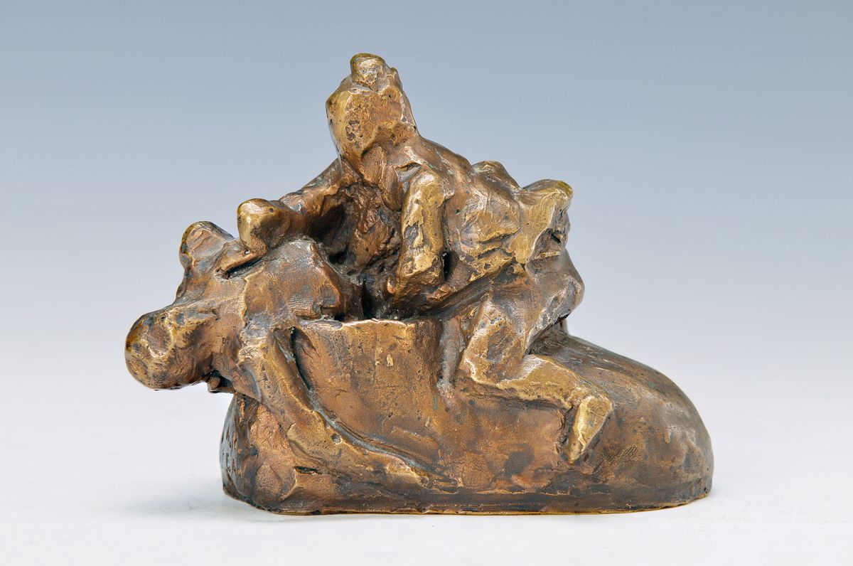 Alfred Hrdlicka, 1928-2009, Skulptur, "Die Ermordung ges Marat 1987, Monogrammiert A.H., E.A. mit Gießertstempel A. Zoetl Wien, ca. 10x14 cm