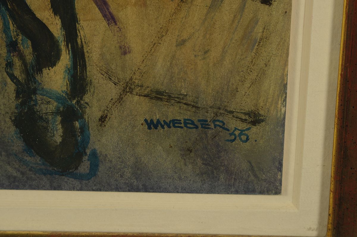 Detail a: Willy Weber, 1895-1959 Ludwigshafen/Rhein, Alter Mann und Mädchen mit Ball, Öl/Papier, signiert und dat. 56, ca. 28x22cm, PP, u.Gl., R. ca. 41x36cm