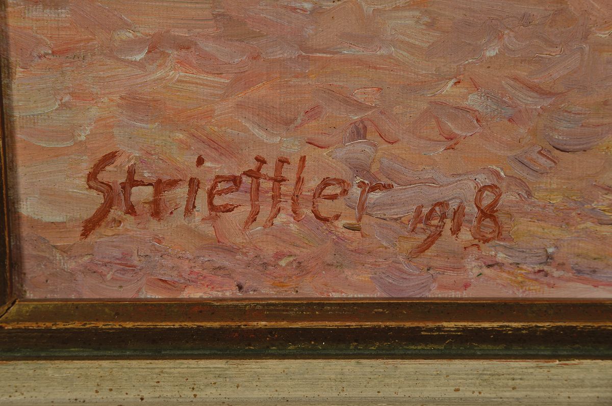Detail a: Heinrich Strieffler, 1872 Neustadt-1949 Landau, Studium an der Akademie München bei Strähuber, von Hackl, Raab, Hoecker und Franz von Stuck, hier: ...