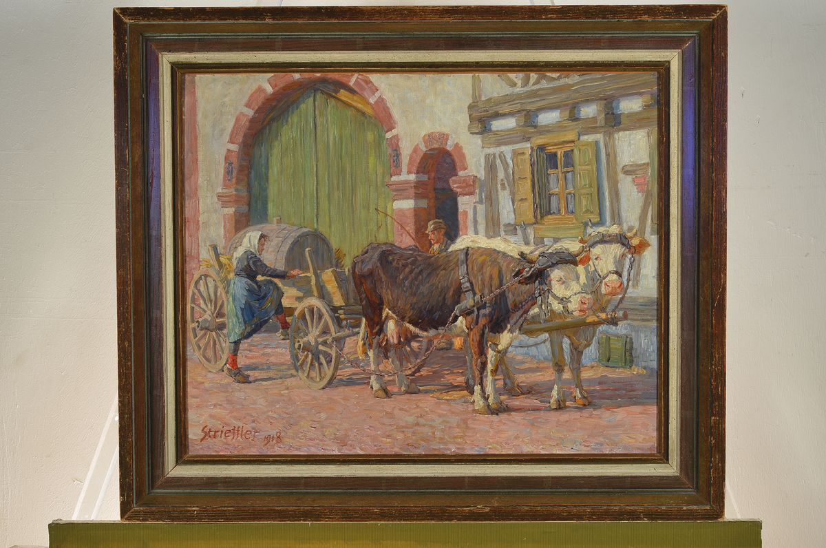 Detail k: Heinrich Strieffler, 1872 Neustadt-1949 Landau, Studium an der Akademie München bei Strähuber, von Hackl, Raab, Hoecker und Franz von Stuck, hier: ...