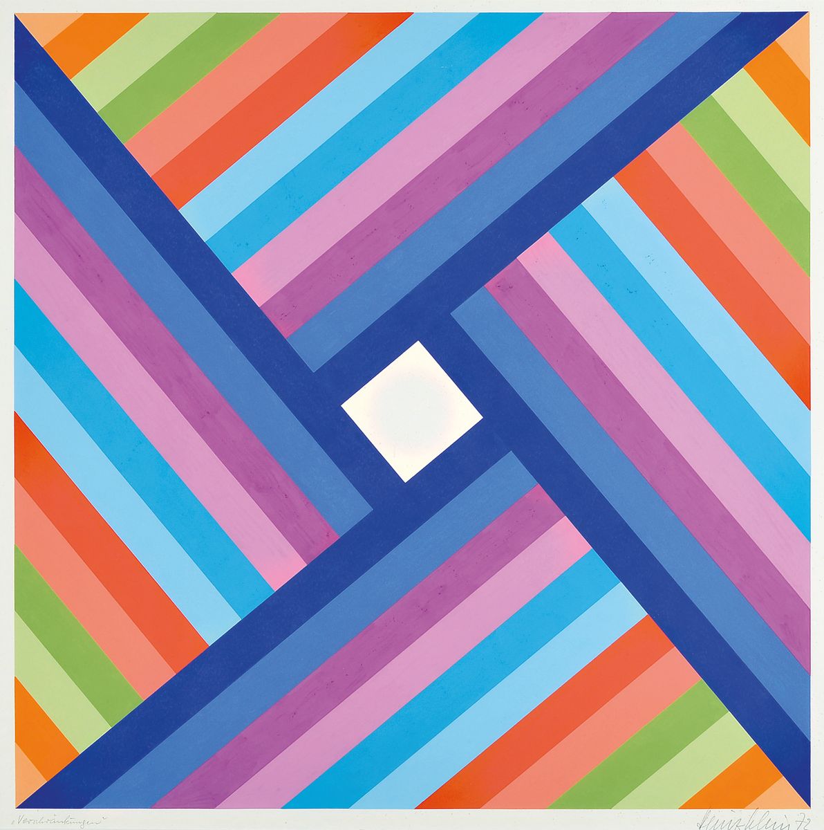 Heinz Klein, 1921-1983 Mehlingen/Pfalz, bekannter Vetreter der op-Art, hier: Verschränkungen, Tempera und Aquarell auf Papier, rechts unten signiert ...