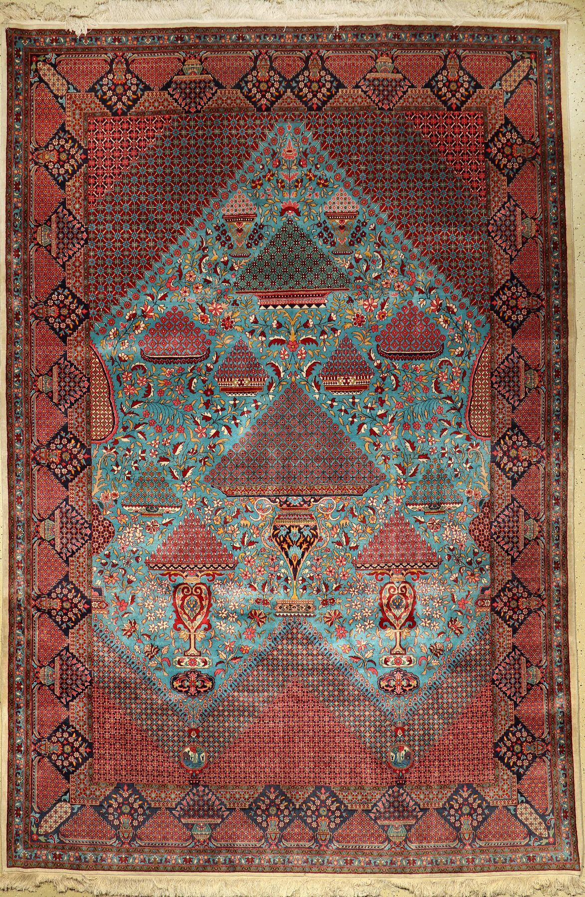 Yasd alt, Persien,(Hadji-Khanumi), ca. 60 Jahre, Wolle auf Baumwolle, ca. 364 x 244 cm, EHZ: 2-3