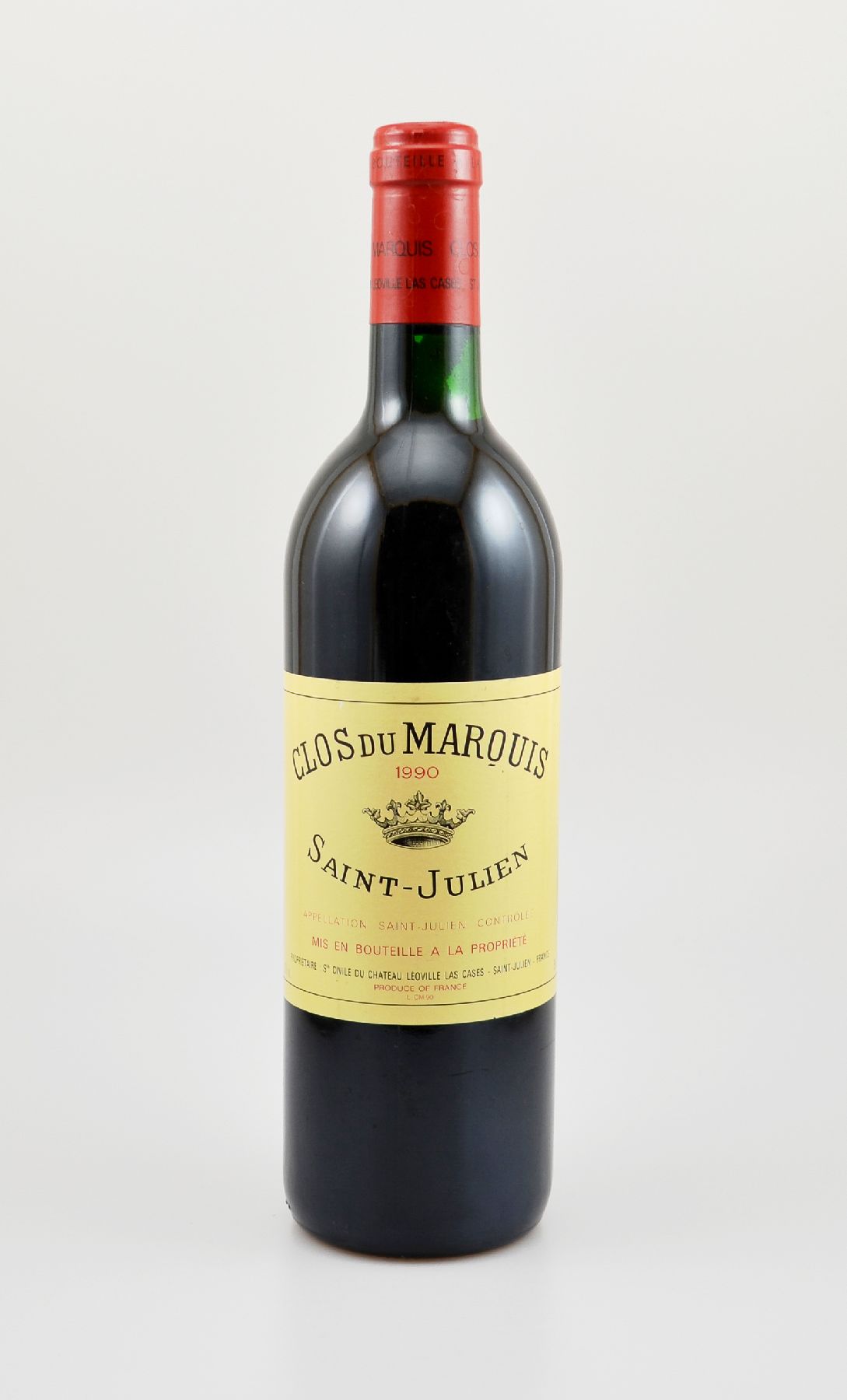 1 Flasche 1990 Clos du Marquis, Saint-Julien, 2. Wein von Chateau Leoville-Las Cases, ca. 75 cl, 13 % Vol., Füllstand: ca. top shoulder, sehr guter ...