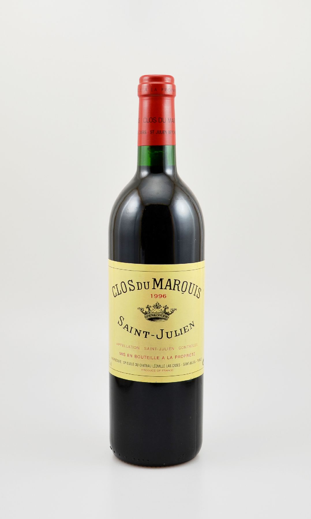 1 Flasche 1996 Clos du Marquis, Saint-Julien, 2. Wein von Chateau Leoville-Las Cases, ca. 75 cl, 12,5 % Vol., Füllstand: ca. into neck, guter ...
