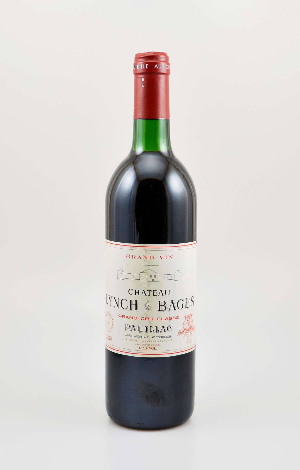 1 Flasche 1989 Chateau Lynch Bages, Pauillac, Grand Cru Classe, ca. 75 cl, 12,5 % Vol., Füllstand: ca. top shoulder, Etikett l. beschmutzt, ...