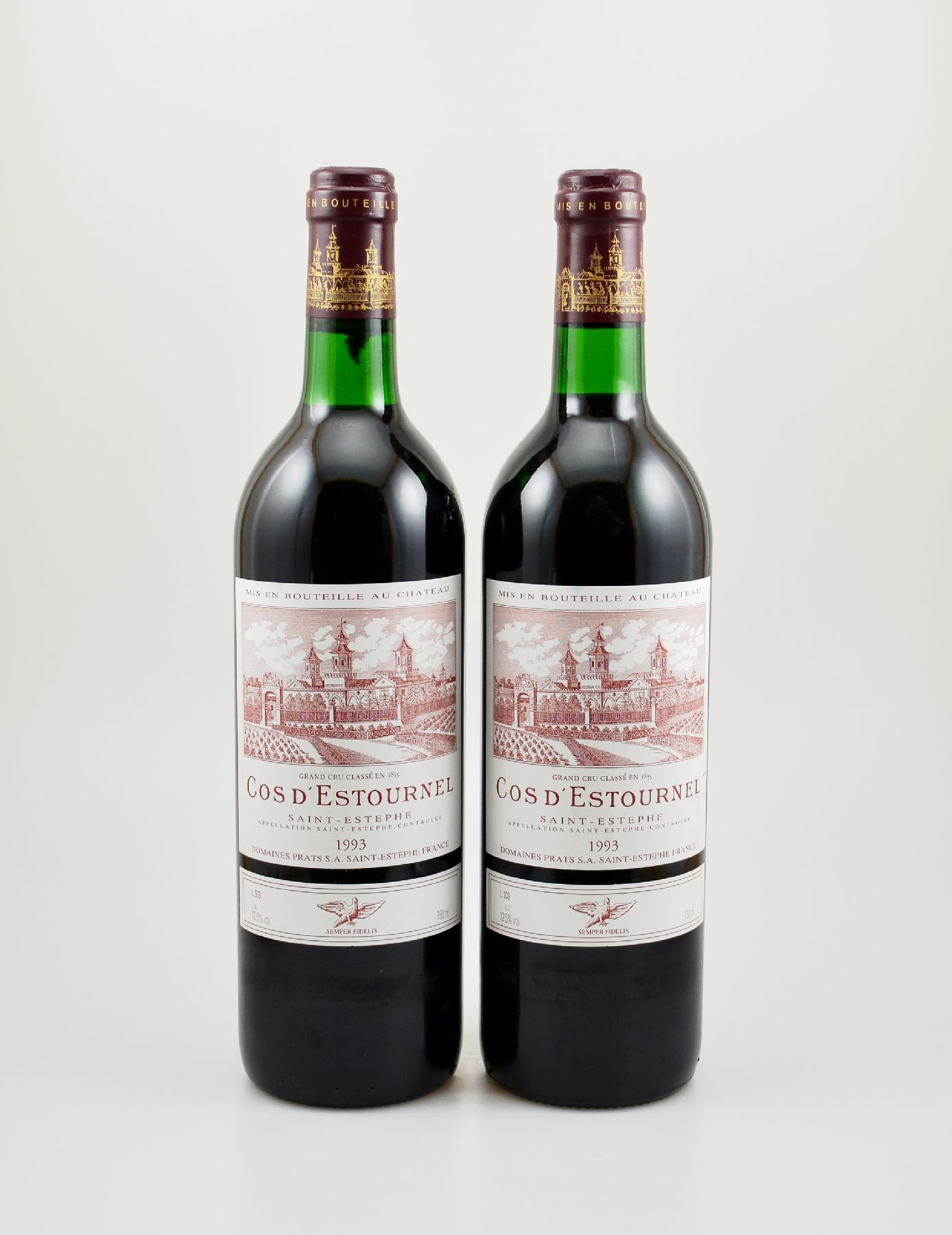 2 Flaschen 1993 Chateau Cos d'Estournel, Saint-Estephe, Grand Cru Classe, je ca. 75 cl, 12,5 % Vol., Füllstände: je ca. top shoulder, sehr ...