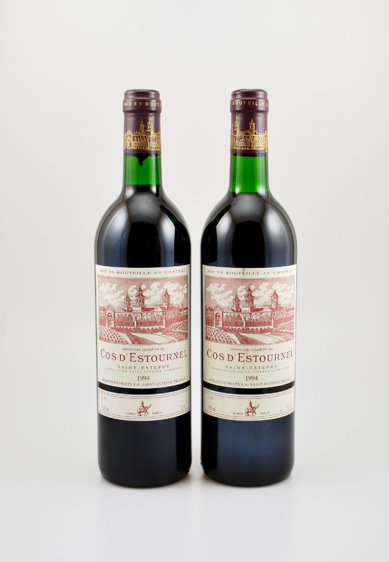 2 Flaschen 1994 Chateau Cos d'Estournel, Saint-Estephe, Grand Cru Classe, je ca. 75 cl,13 % Vol., Füllstände: ca. 1x into neck & 1x top ...