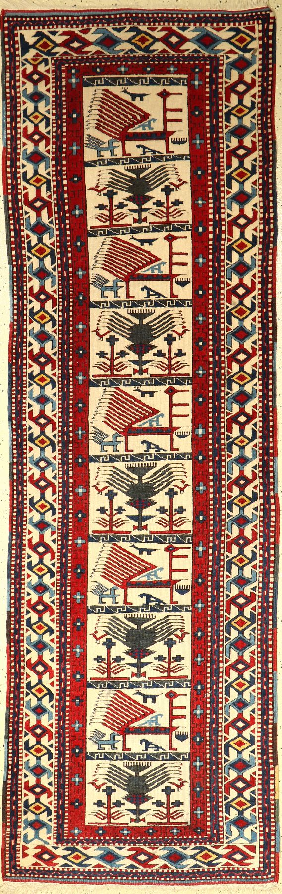 Azeri (Akstafa Design), Azerbaijan, ca. 40 Jahre, Wolle auf Wolle, ca. 244 x 76 cm, EHZ: 2-3