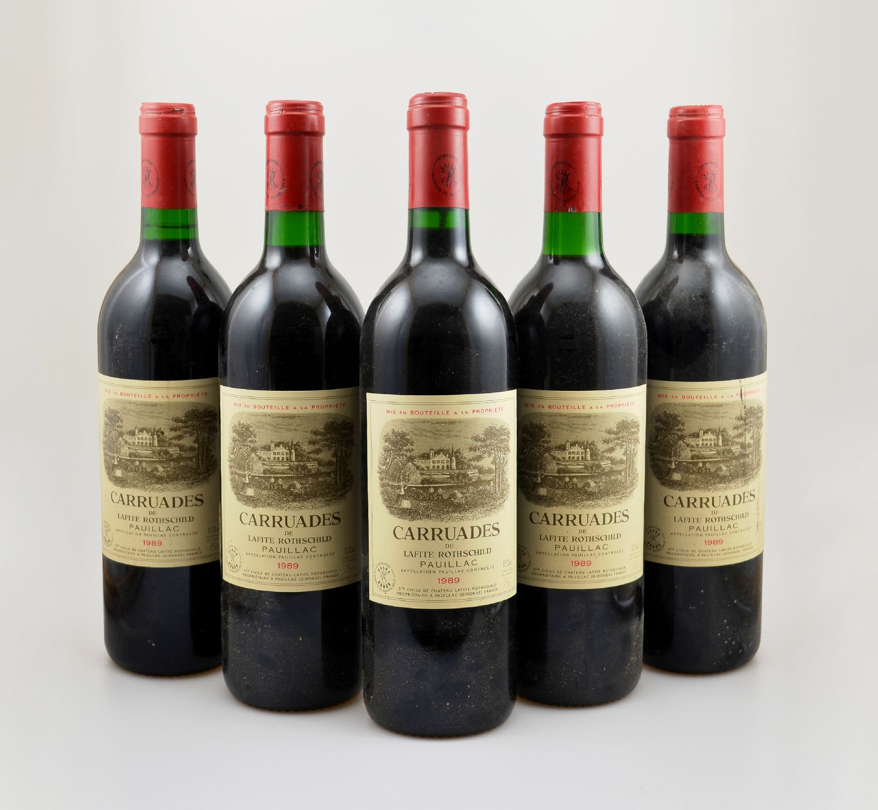 Detail a: 5 Flaschen 1989 Carruades de Lafite, Pauillac, 2. Wein von Chateau Lafite Rothschild, je ca. 75 cl, 12,5 % Vol., Füllstände: je ca. into neck, gute ...