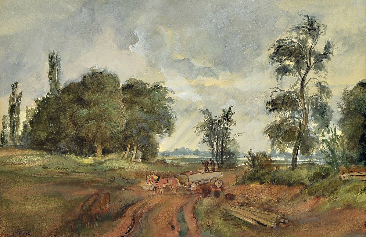 Friedrich Jossé, 1897 Wolfstein-1994 Speyer, Holzarbeiter, Aquarell auf Papier, links unten signiert, ca. 30x45cm, PP. u.Gl., R. ca. 51x67cm