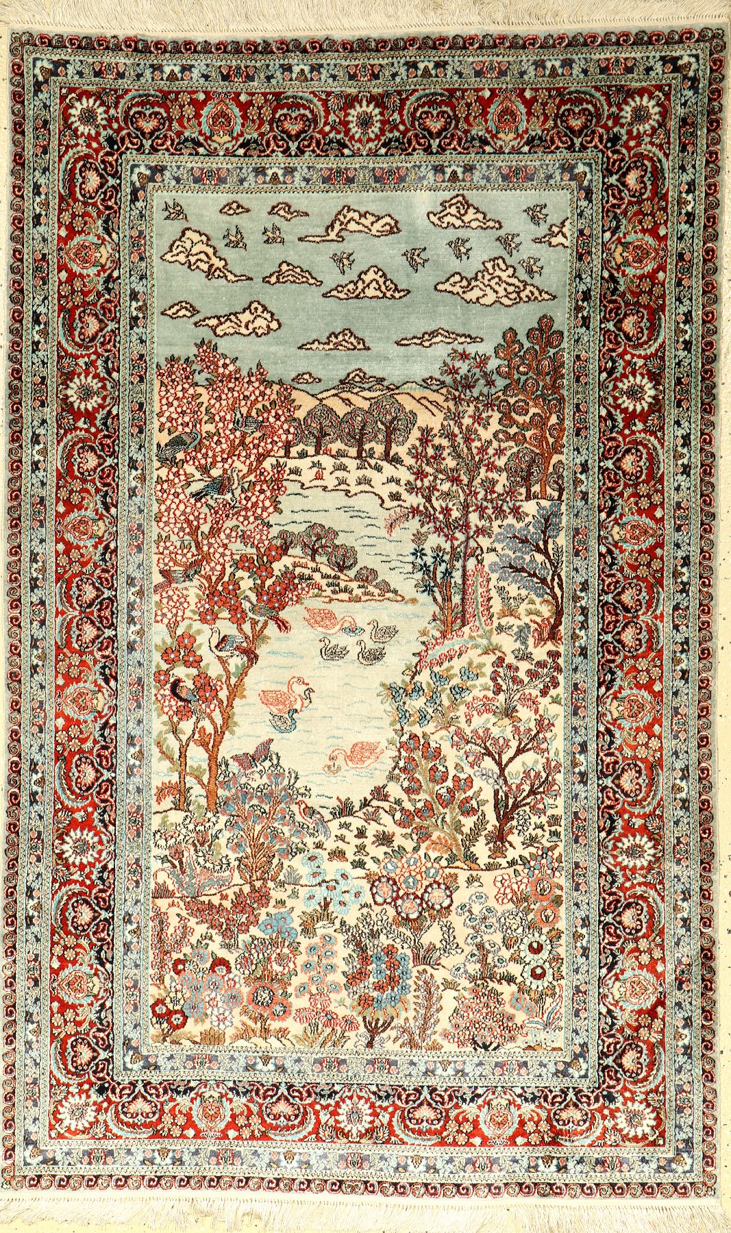 China Seide, ca. 40 Jahre, reine Naturseide, ca. 154 x 94 cm, EHZ: 2
