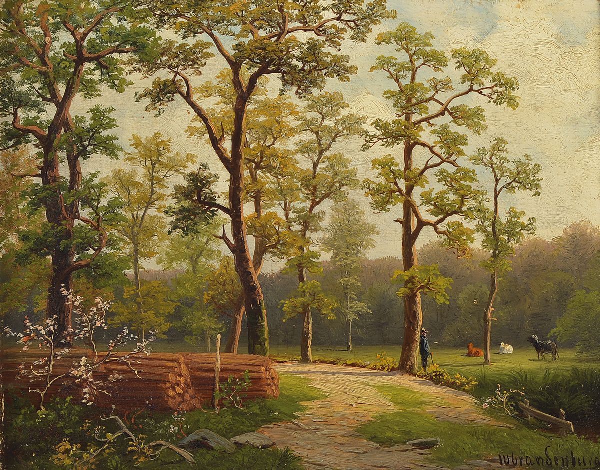 Wilhelm Brandenburg, 1824 Mülheim-1901 Düsseldorf, Frühling, Öl/Holz, rechts unten signiert, ca. 21x27cm, R. ca. 35x41cm