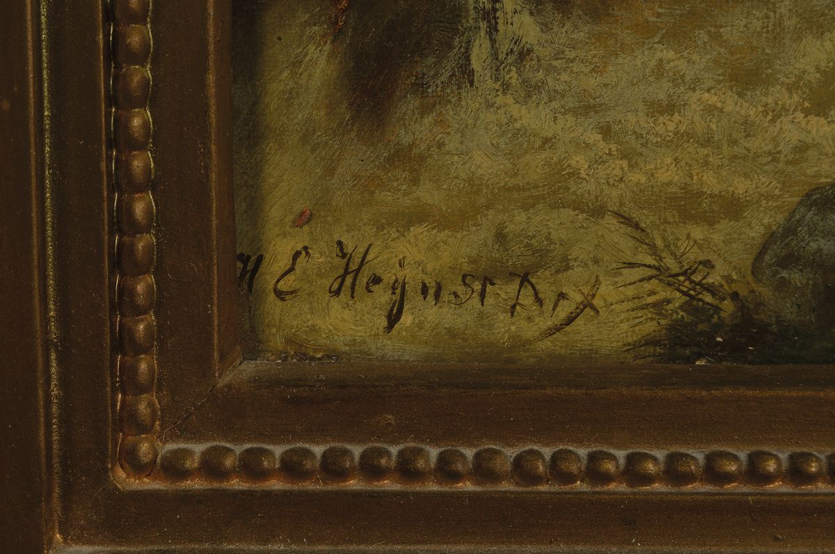 Detail a: Heinrich Eduard Heyn, 1856-1932 Düsseldorf, Wildbach im Gebirge, darüber zwei Greifvögel, Öl/Lwd, links unten signiert: H. E. Heyn sr Ddf, ca. ...