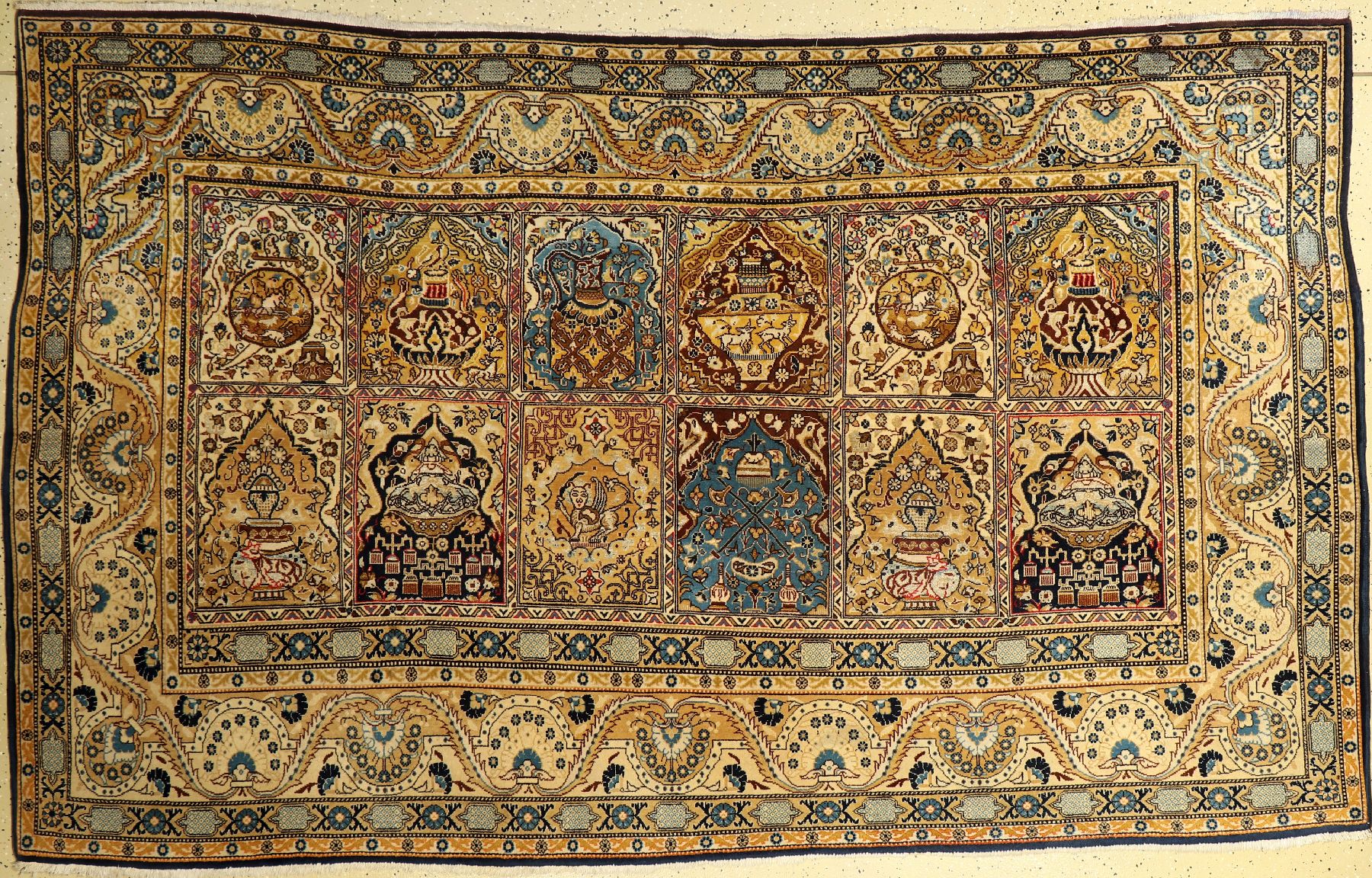 Ghom Kork fein, Persien, ca. 50 Jahre, Korkwolle mit Seide, ca. 255 x 155 cm, EHZ: 2-3